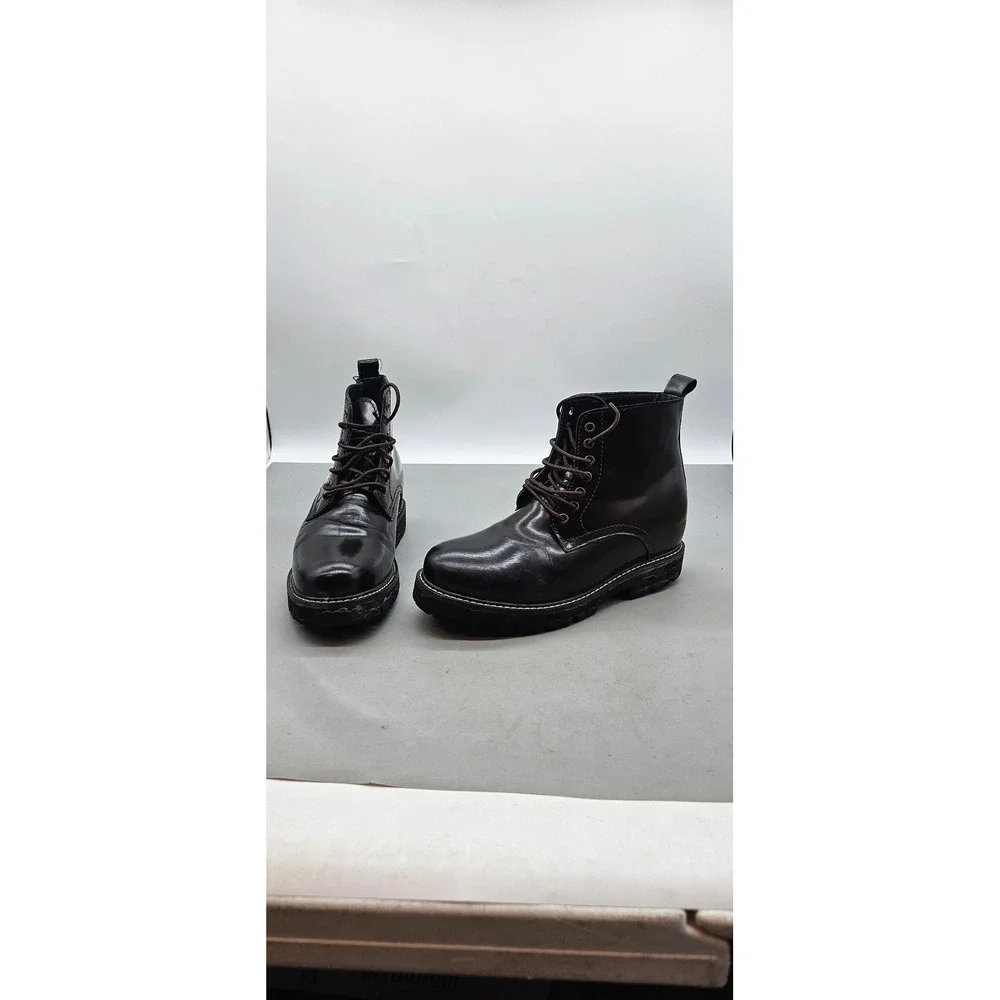 Calto K8711 Men Elevator Boots Dark Brown Lace Up Lug Sole Height Increasing 7.5